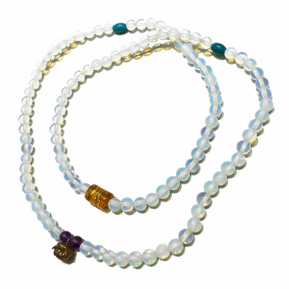 金蓮花+蛋白石108念珠6mm【十方】136756