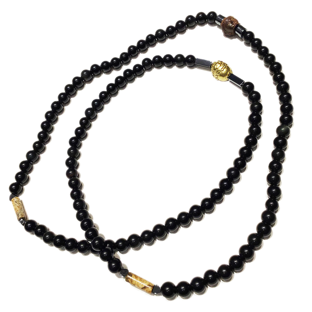 金貔貅+黑曜岩108念珠6mm【十方】137371