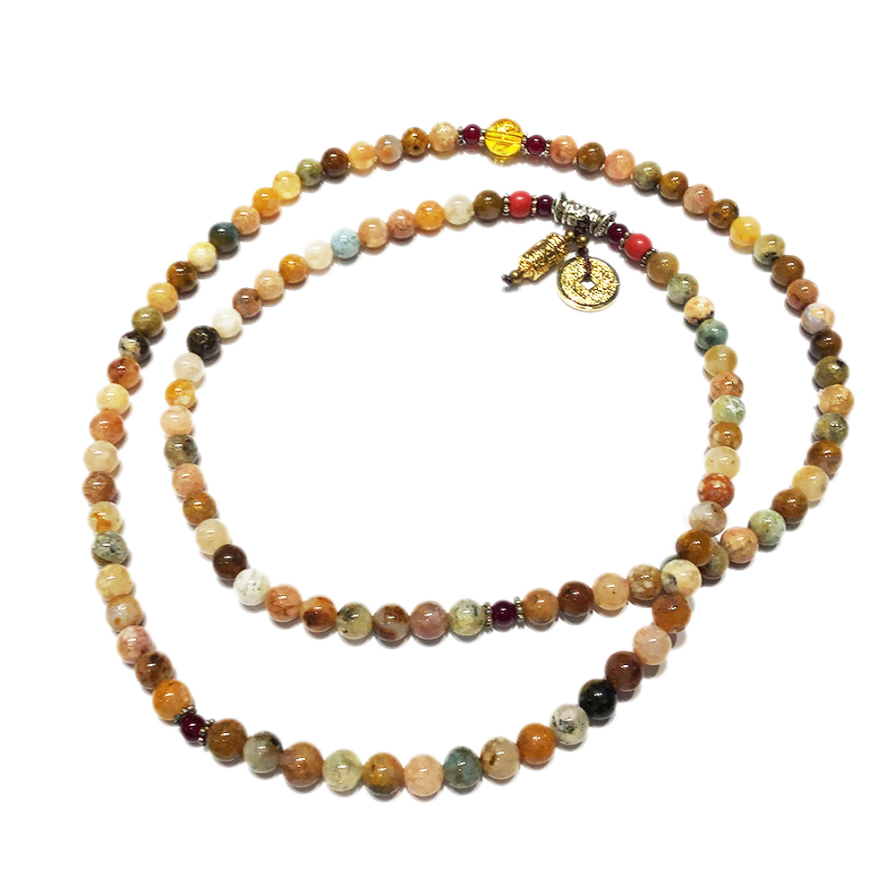 轉經輪+三彩水草玉108念珠6mm【十方】137442