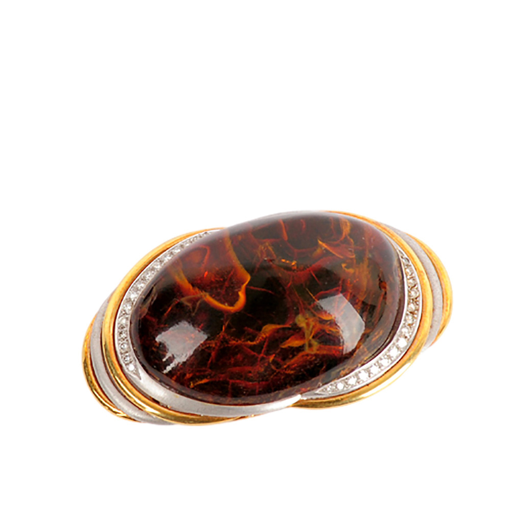 琥珀+銀K金台別針【十方】141783