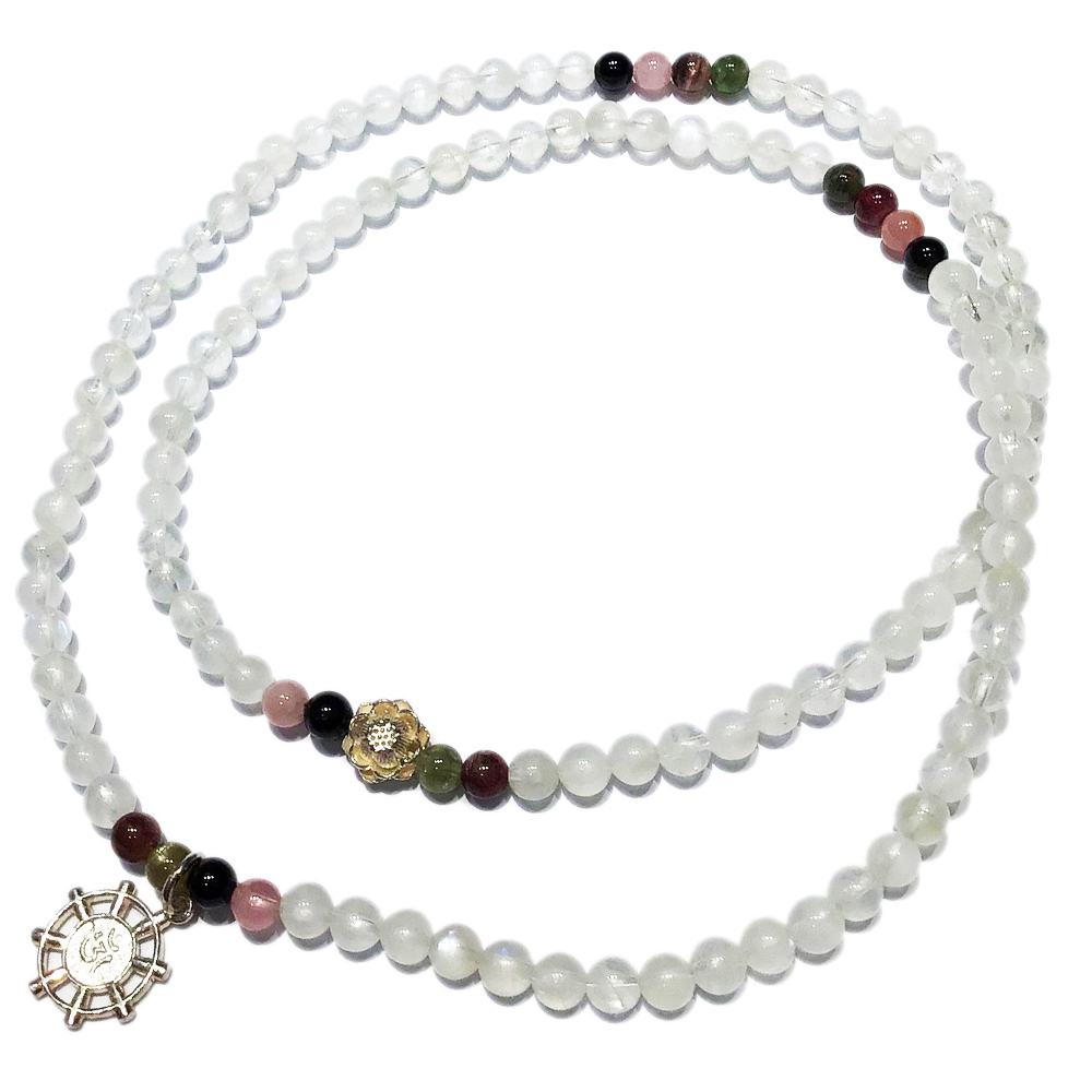 法輪925銀+碧璽+冰透月光石108念珠5mm【十方】143157