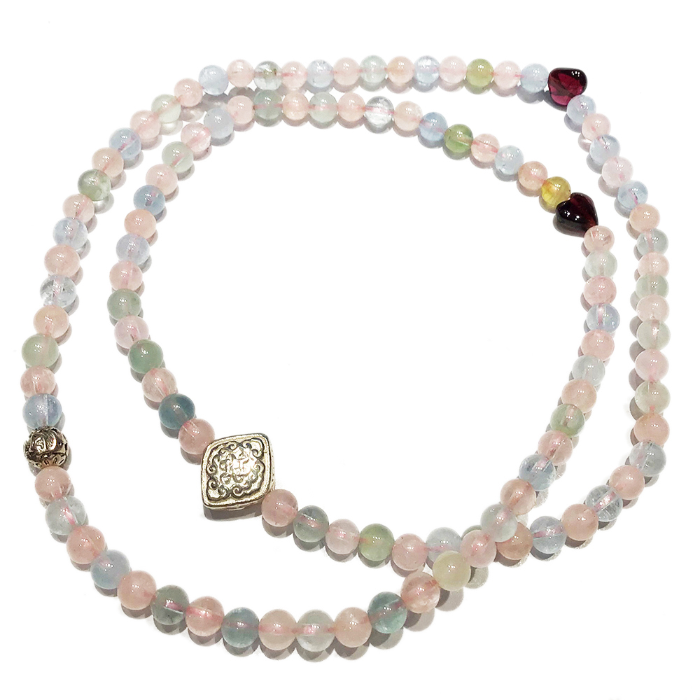 吉祥結925純銀+ 冰透摩根石108念珠5mm【十方】142115