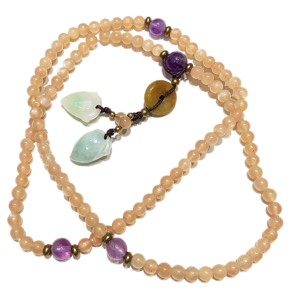 玉壽桃+太陽石108念珠4mm【十方】142515