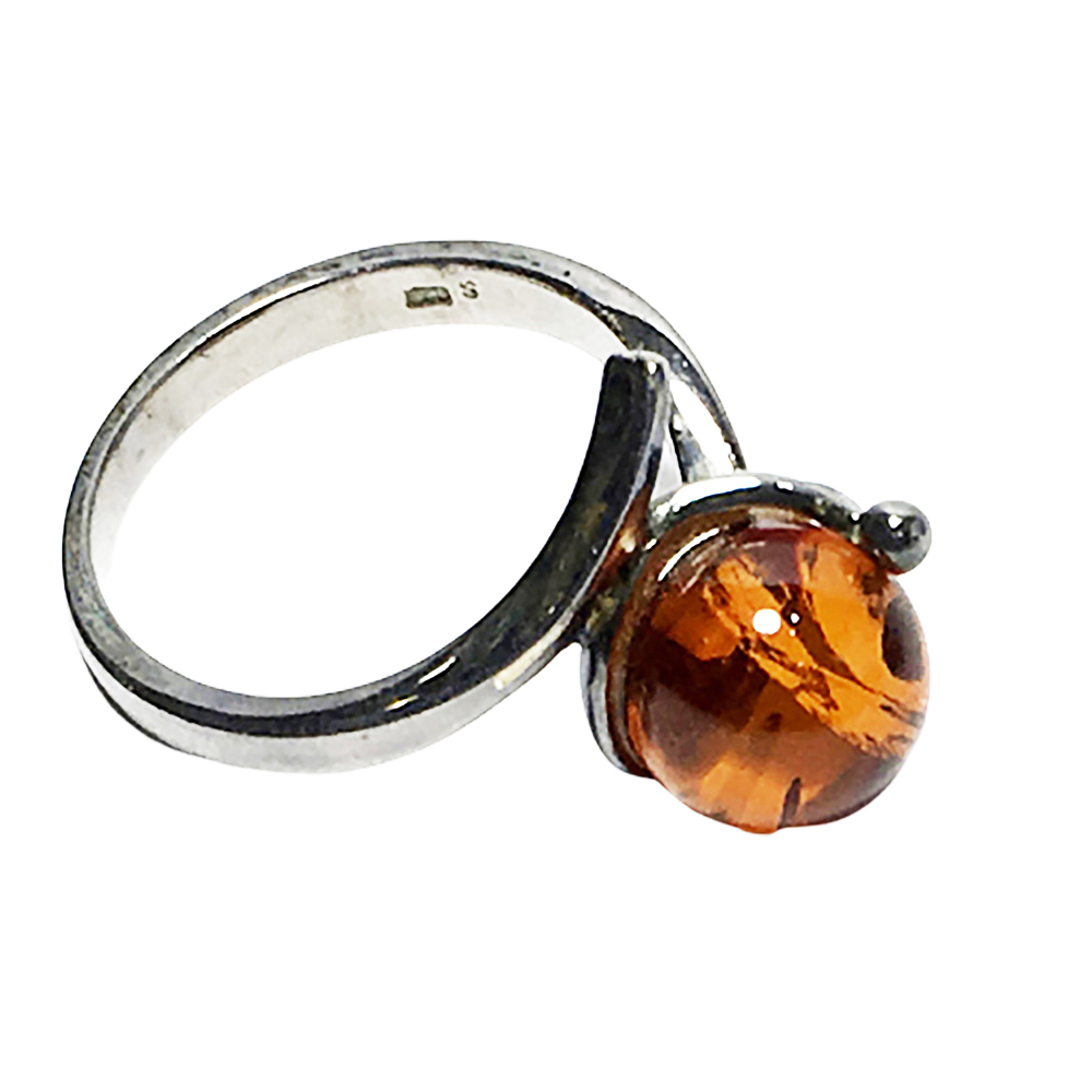琥珀&925銀戒17 mm【十方】145133