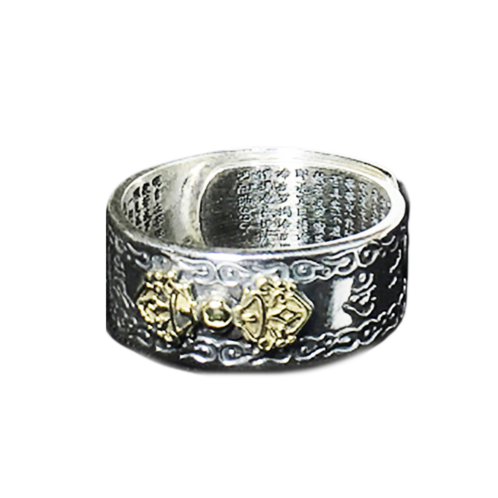 金剛杵心經純銀戒指 2.1*0.9公分【十方】144678