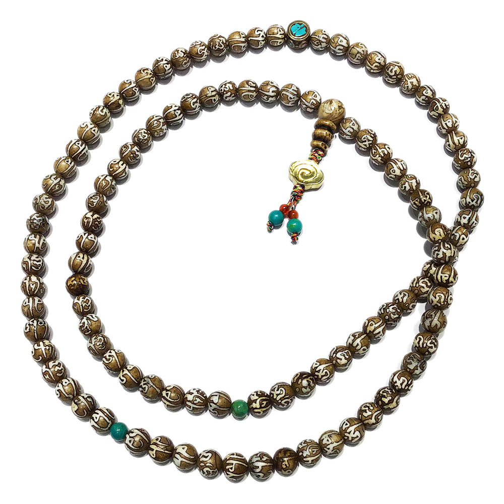 吉祥雲六字老硨磲雕刻108念珠8mm【十方】145601