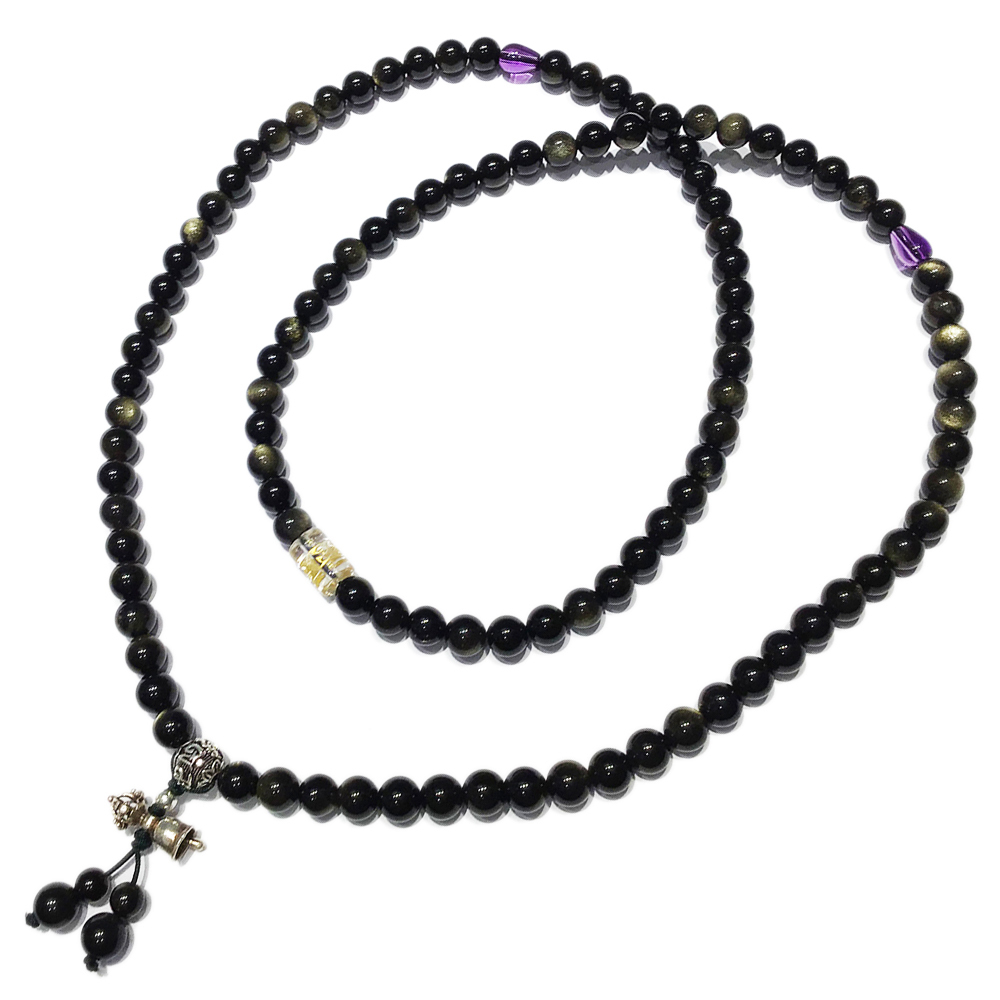 六字真言s925銀+金曜石108念珠8mm【十方】147679