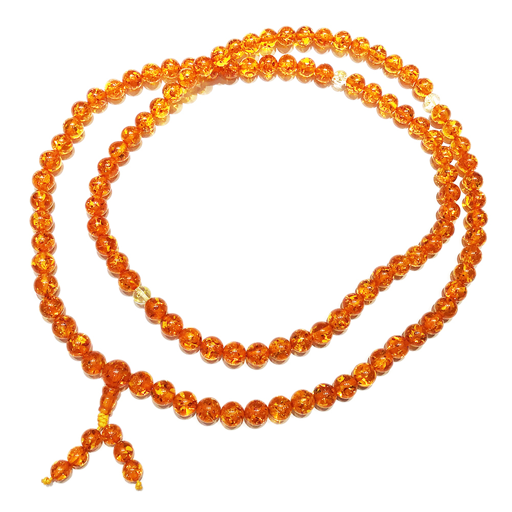 六字真言金絲琥珀108念珠10mm【十方】146658