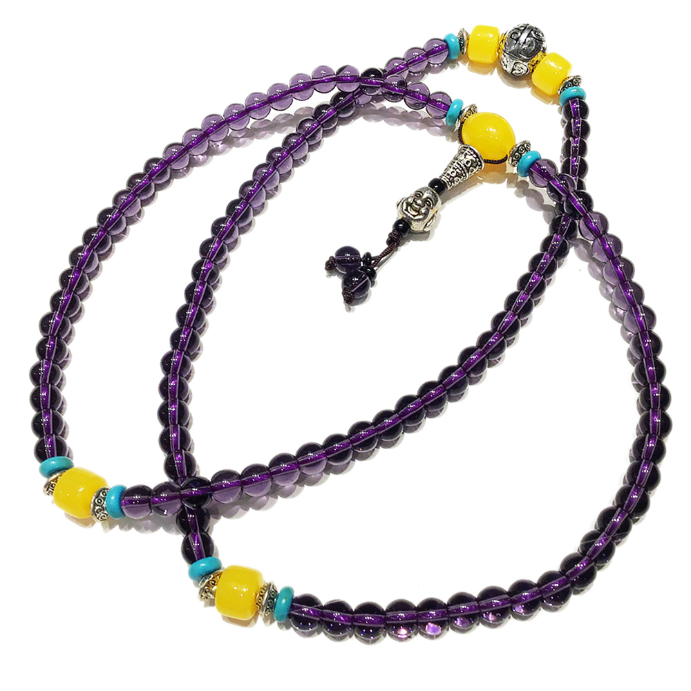 彌勒佛+蜜納+紫琉璃108念珠6mm 【十方】147594