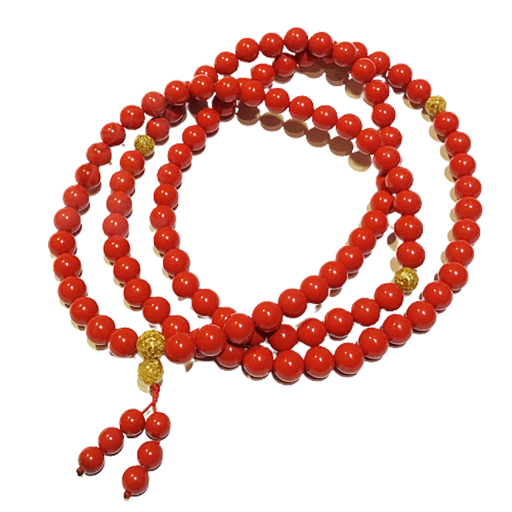 黃金箔珠+硃砂108念珠10mm【十方】147540