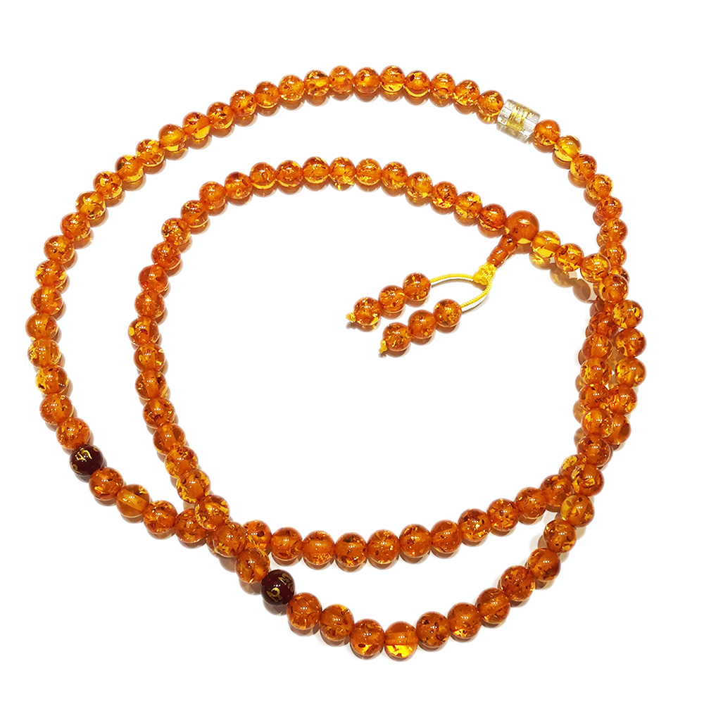 六字真言水晶金絲琥珀108念珠8mm【十方】146659