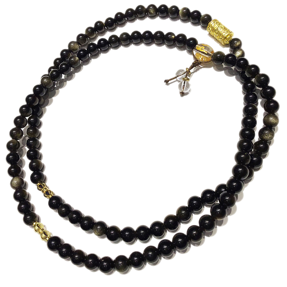 六字真言+金曜石108念珠6mm【十方】148027