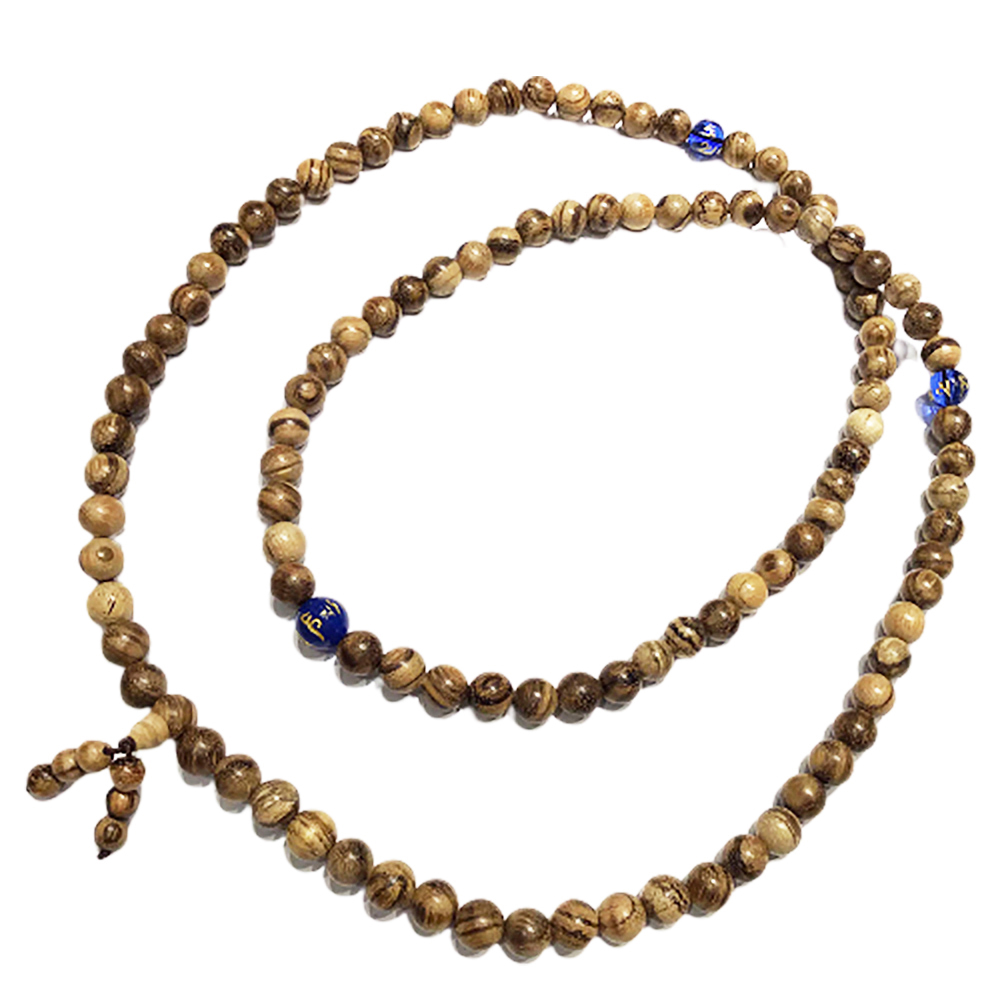 六字真言藍琉璃珠+白沙沉香木108念珠8mm【十方】148149