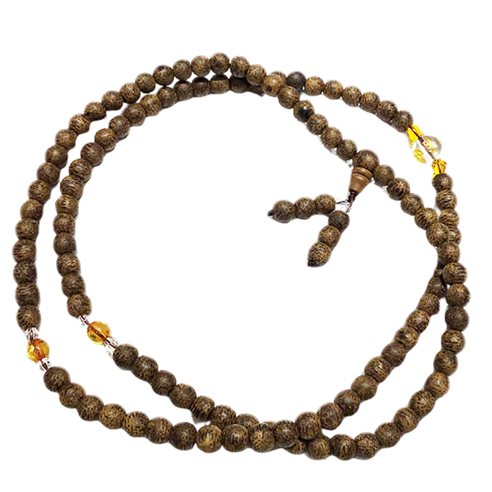 六字真言 水晶+加里曼丹沉香木108念珠7mm【十方】148397