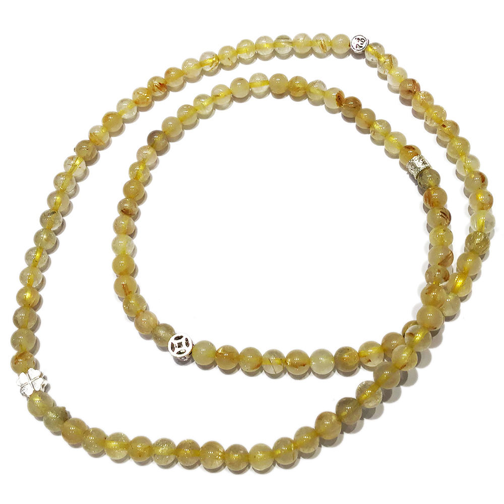 六字真言925銀+鈦晶108念珠6mm【十方】148704