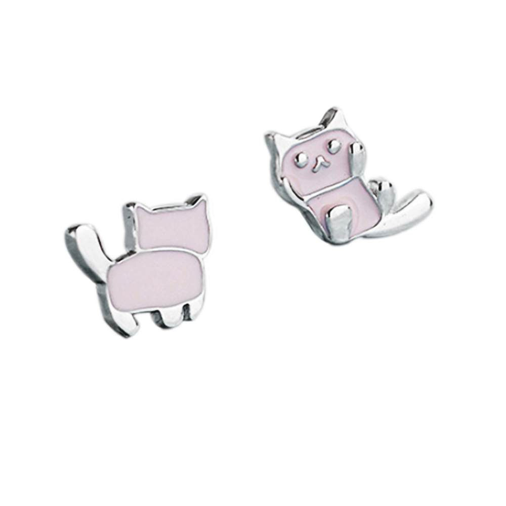 粉紅貓 925純銀耳針【十方】149331
