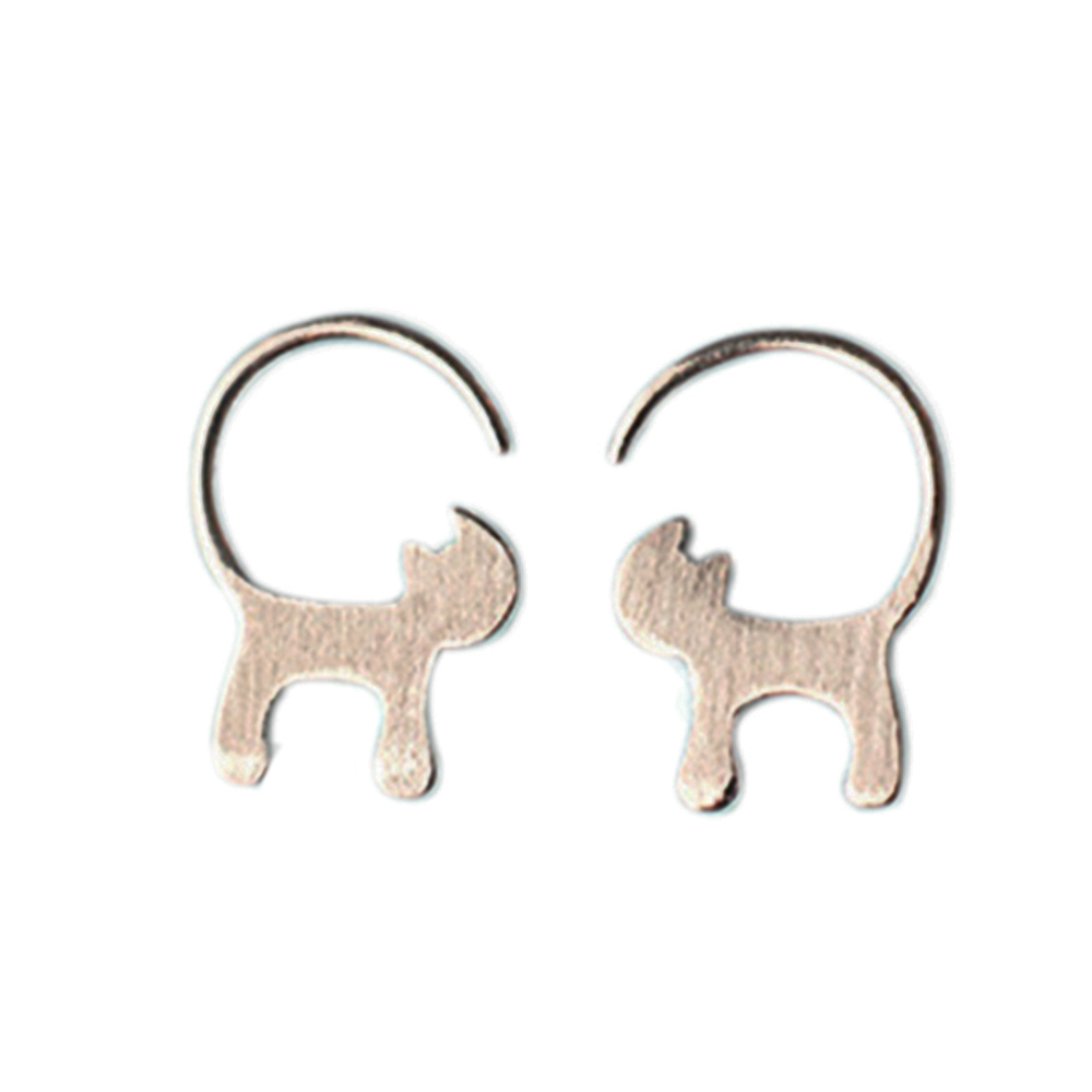 捲尾貓925純銀 耳針1對【十方】149285