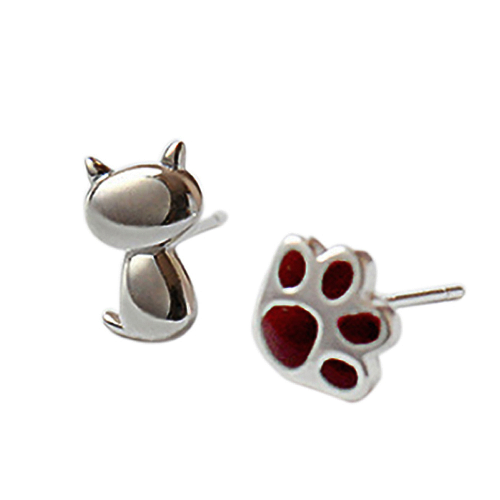 貓與掌 925純銀 耳針1對【十方】149297