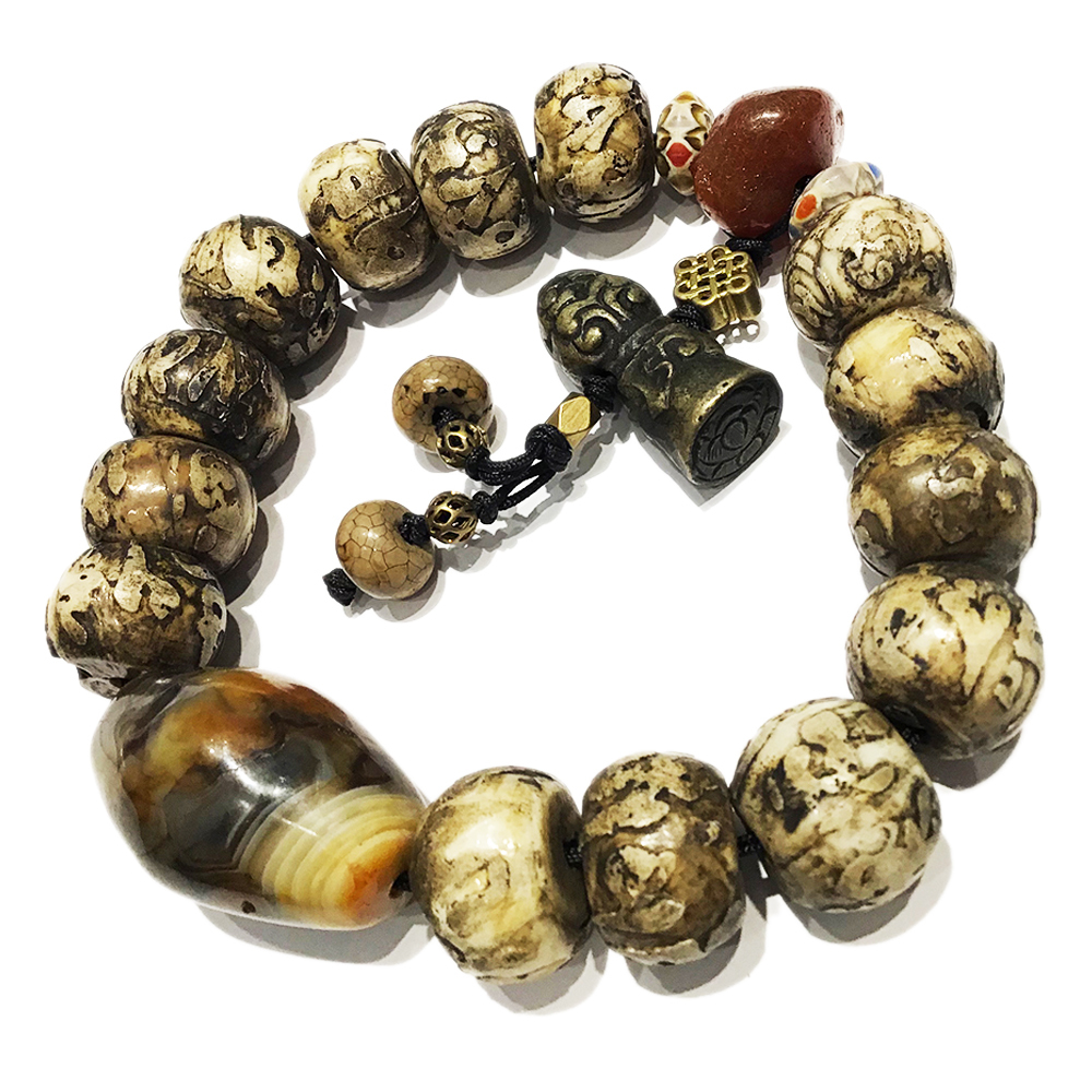 藏印{銅}&六字真言老硨磲提珠18*14mm【十方】149124