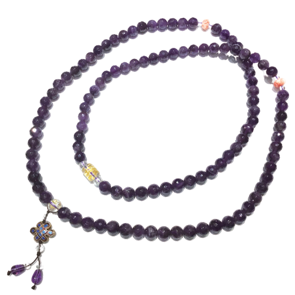 吉祥結+晶鑽紫晶108念珠10mm【十方】150470