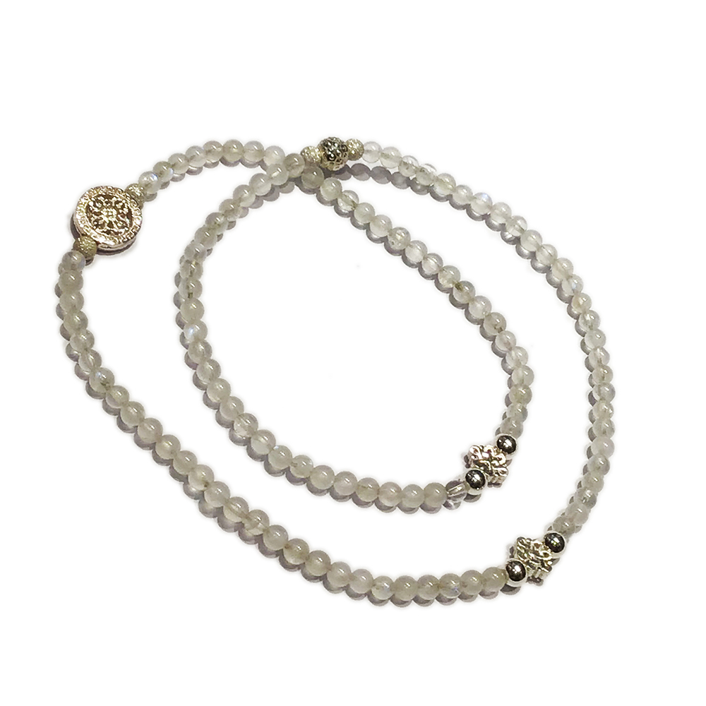 十字杵 925純銀 +月光石108念珠5mm【十方】149817