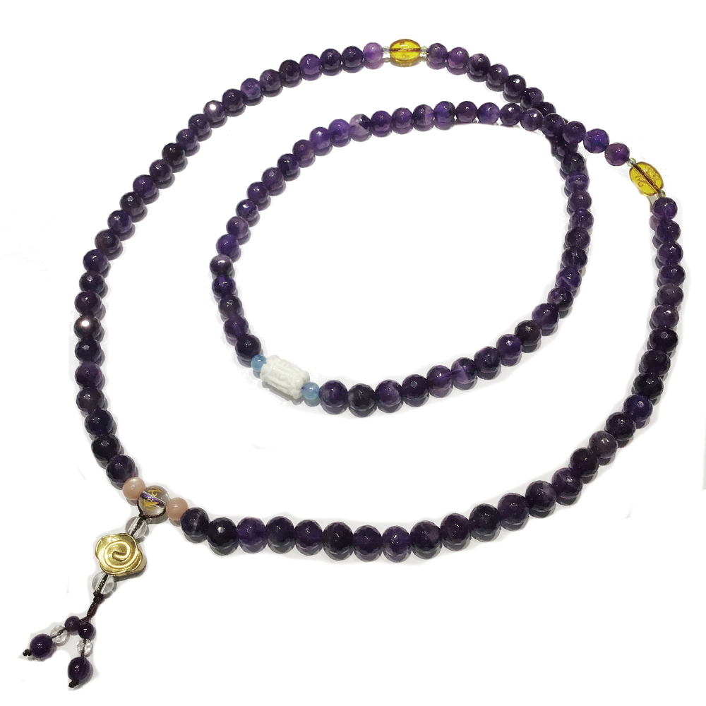 吉祥雲+晶鑽紫晶108念珠8mm【十方】150469