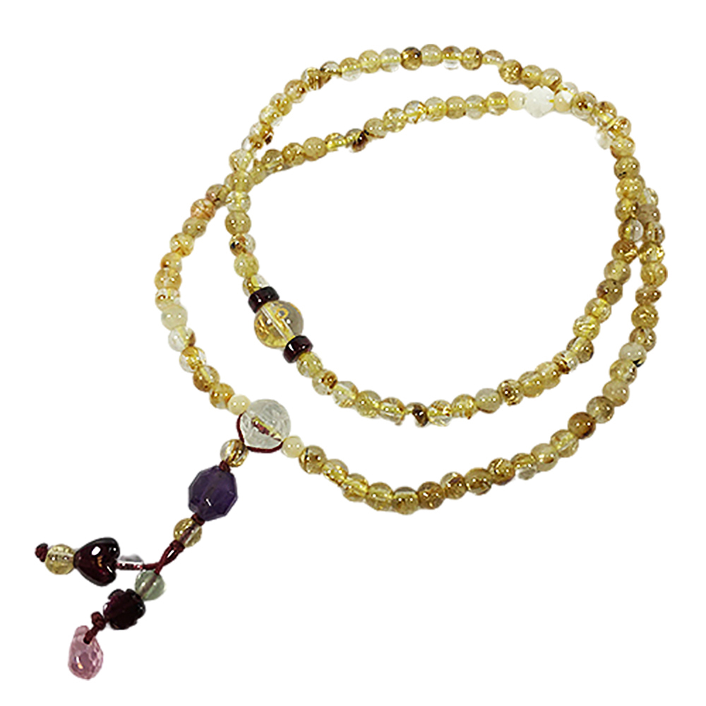 六字真言{水晶}&鈦晶108念珠5mm【十方】150017