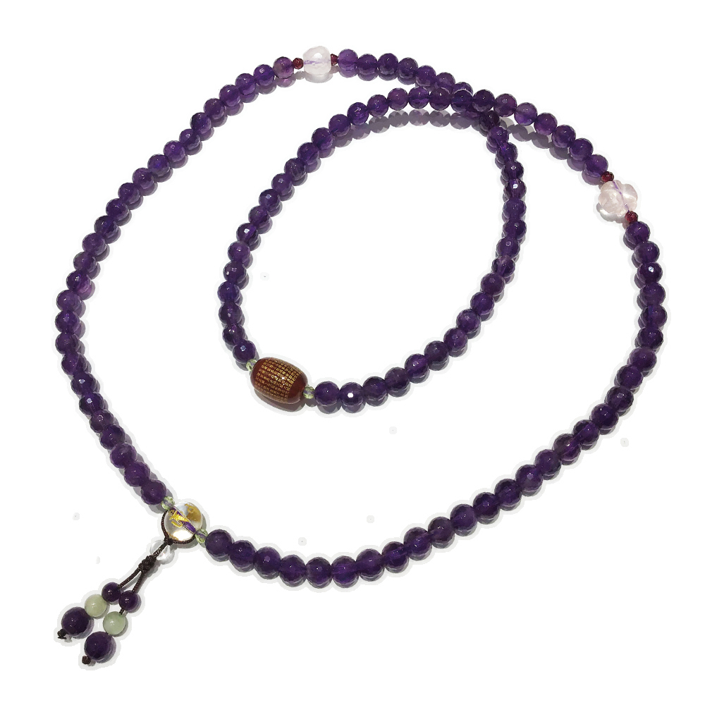 心經+晶鑽紫晶108念珠6mm【十方】150468