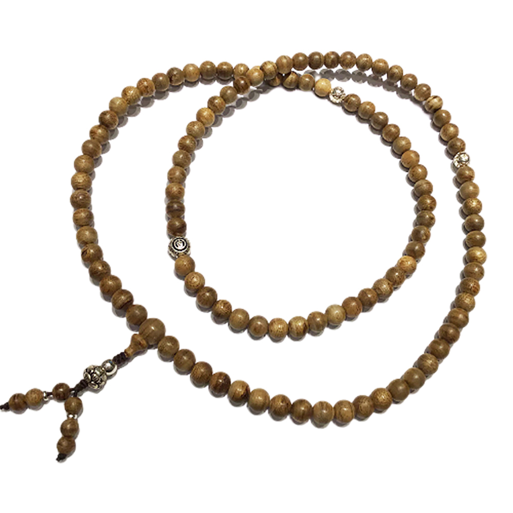 蓮花925純銀+佳里萬丹沉香木108念珠8mm【十方】149869