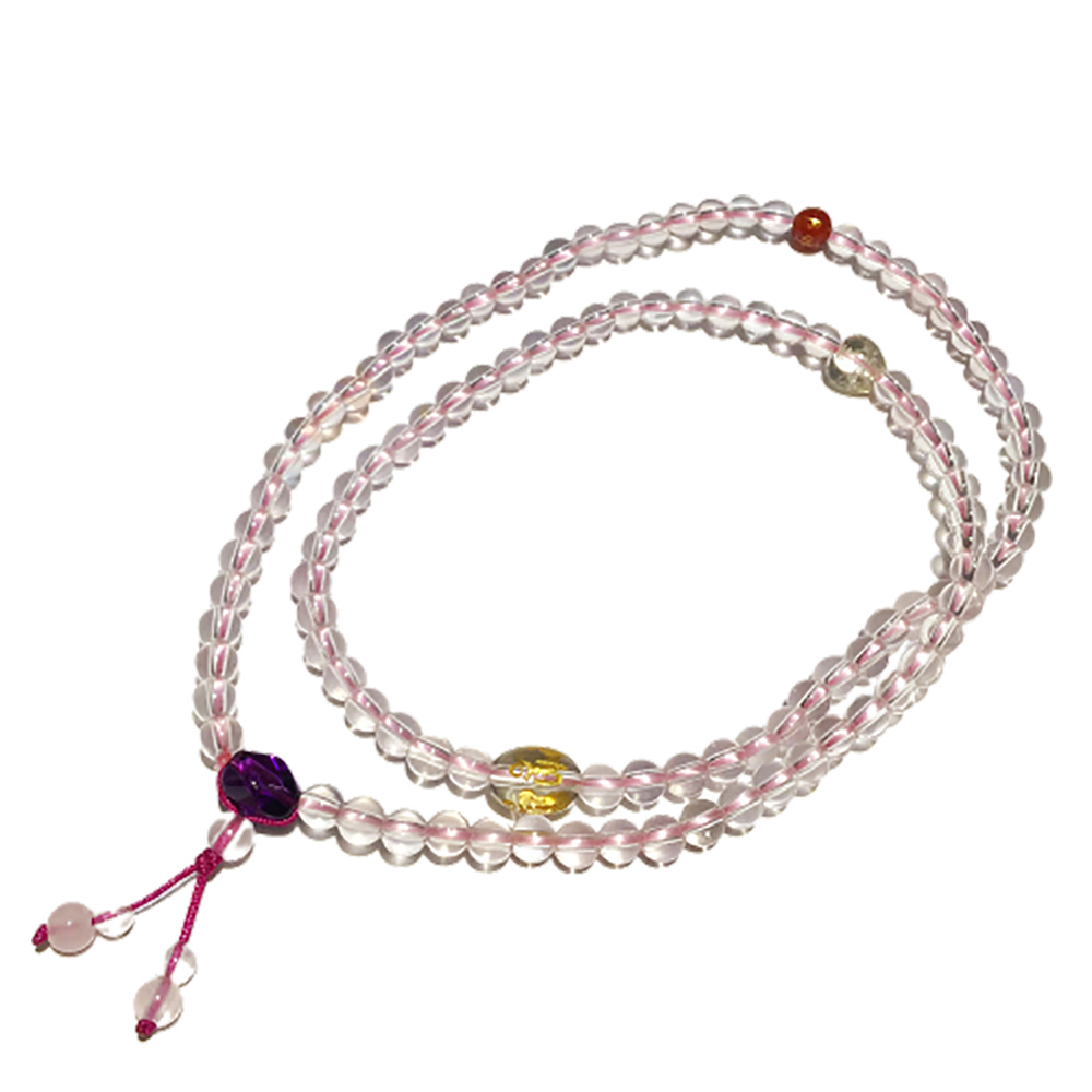 六字真言+星光粉晶108念珠5mm【十方】150657