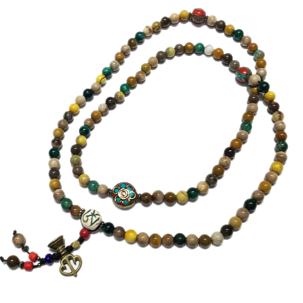 藏密手工珠&木化石108念珠8mm【十方】122195