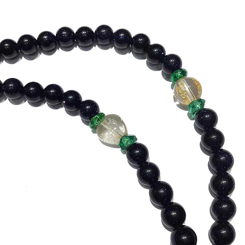 六字真言{水晶}&藍砂石108念珠6mm【十方】122997