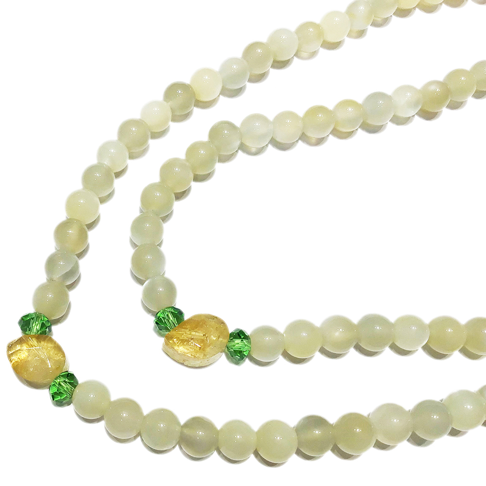 六字真言{水晶}&月光石108念珠8mm【十方】123246