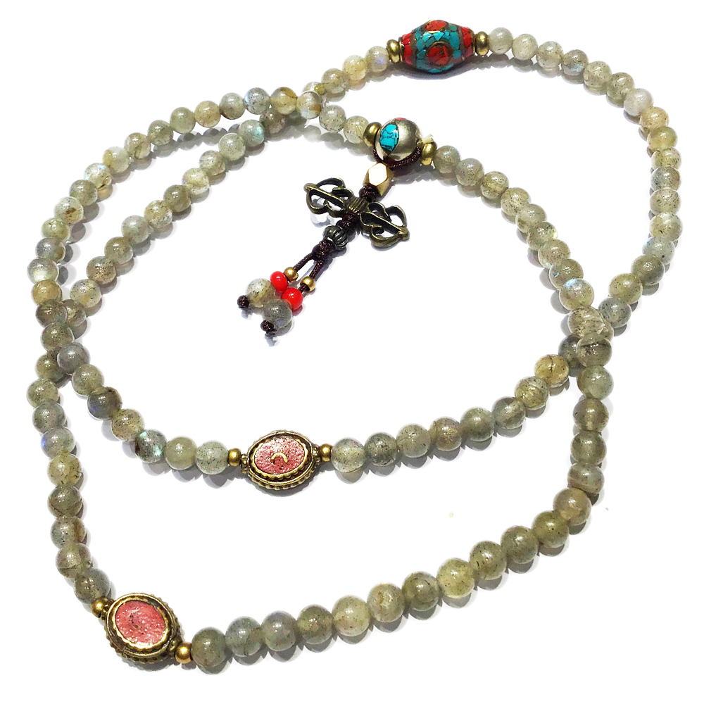 藏式手工銅珠& 佛光石108念珠6mm【十方】123181