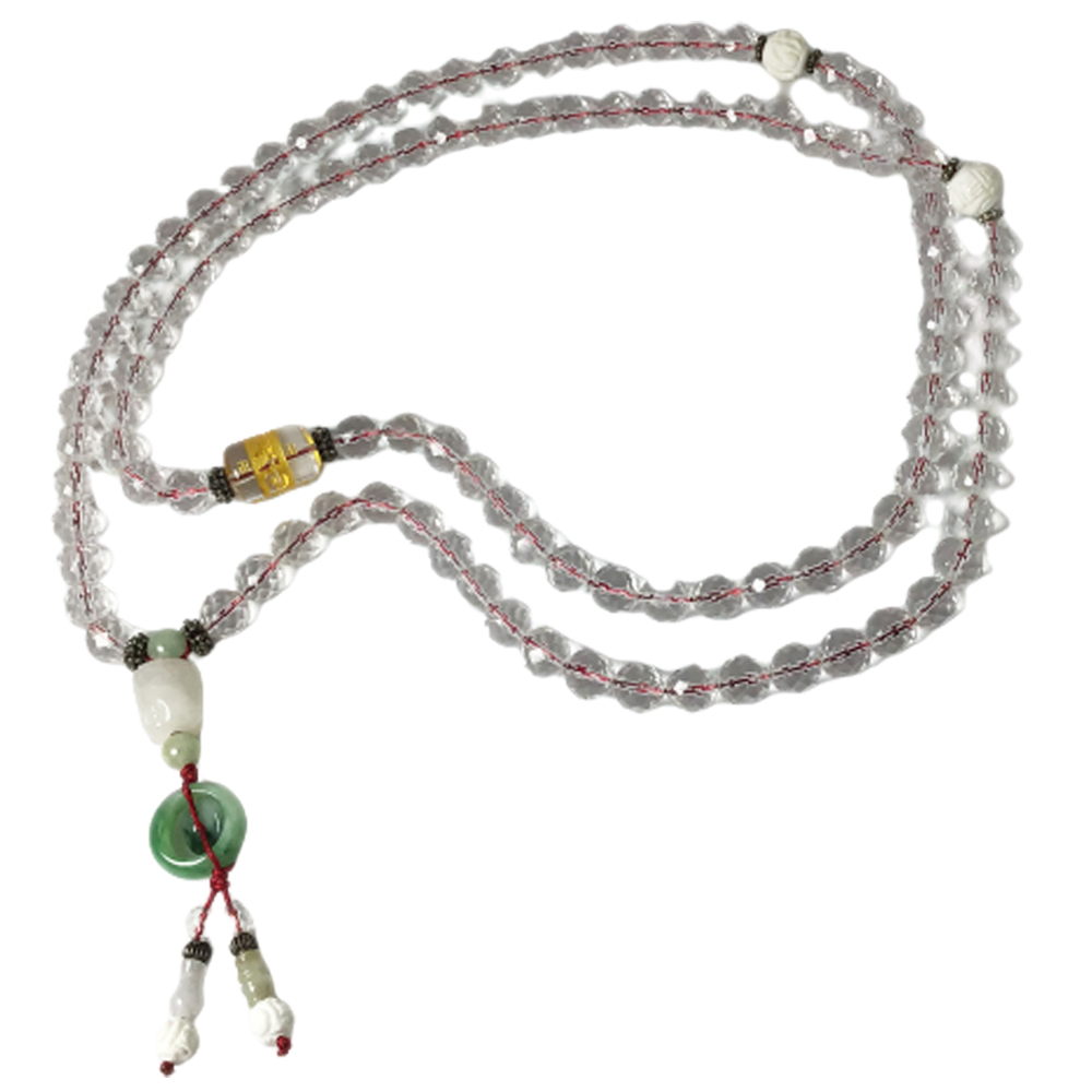 平安玉扣&天然水晶晶鑽108念珠10mm【十方】124576