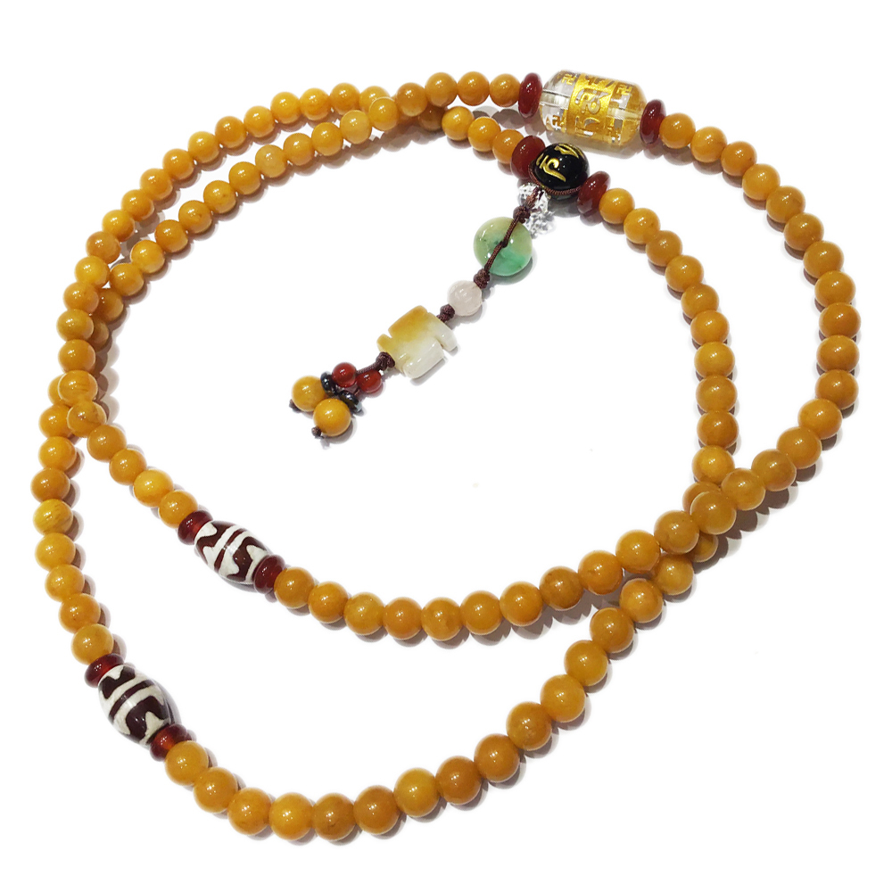 六字真言{金}黃玉108念珠6mm【十方】124954