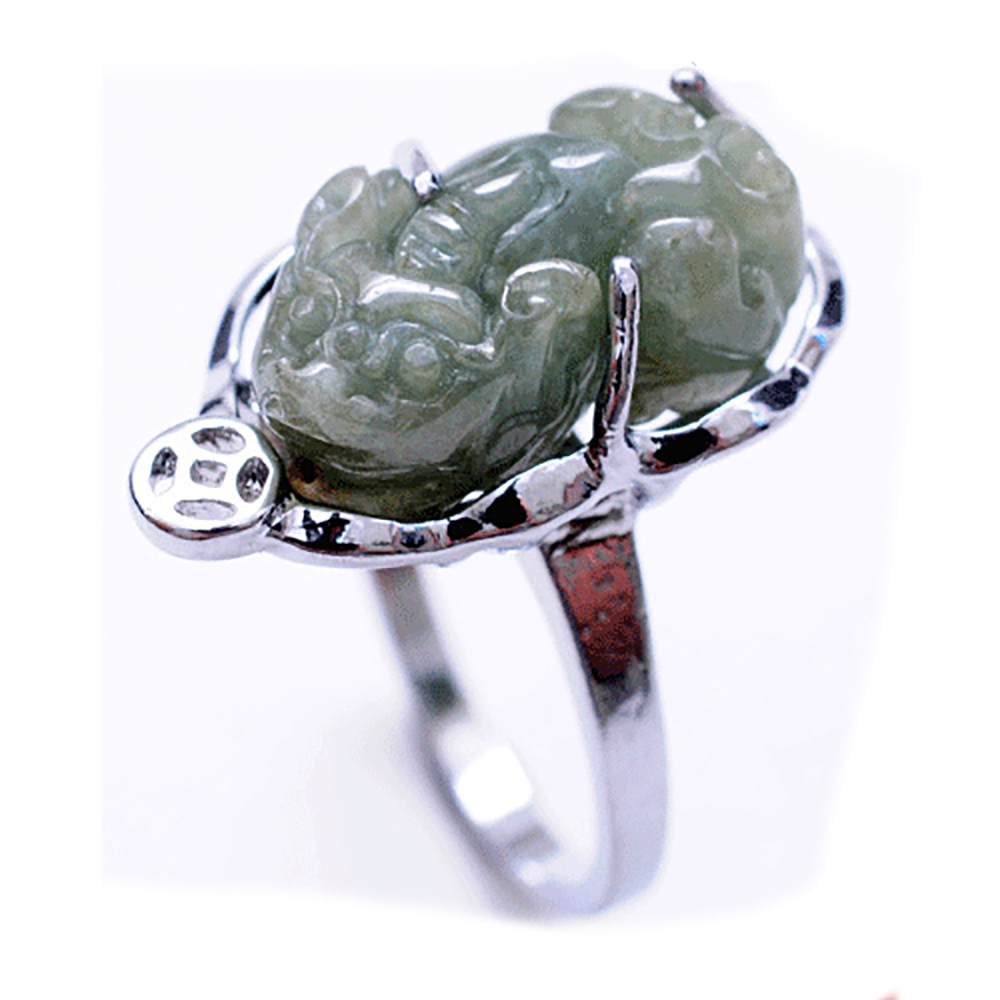 玉貔貅鋼戒(內圍16mm)【十方】126187