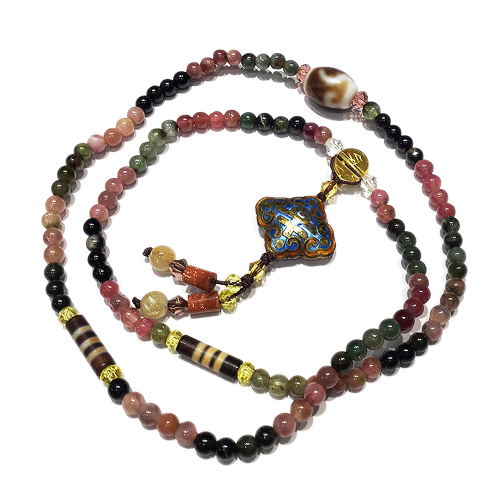 金錢勾天珠&糖果碧璽108念珠4mm【十方】126149