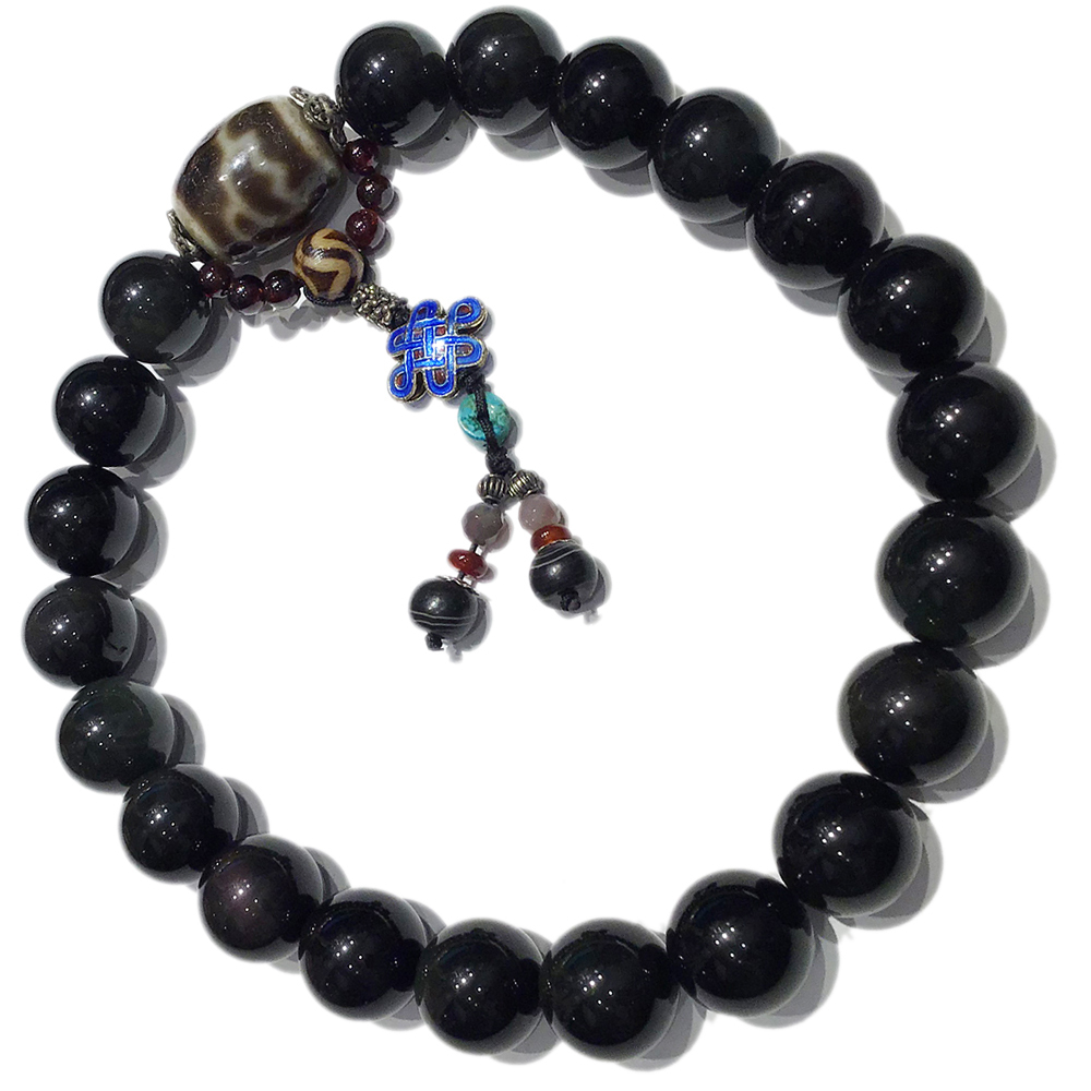 蓮花天珠&黑曜岩提珠18mm【十方】126844