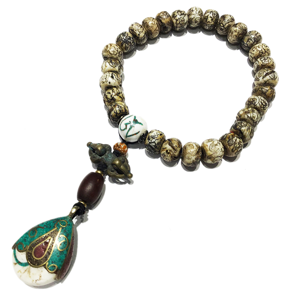 老硨磲墜&{六字真言}老硨磲提珠14*10mm【十方】127041