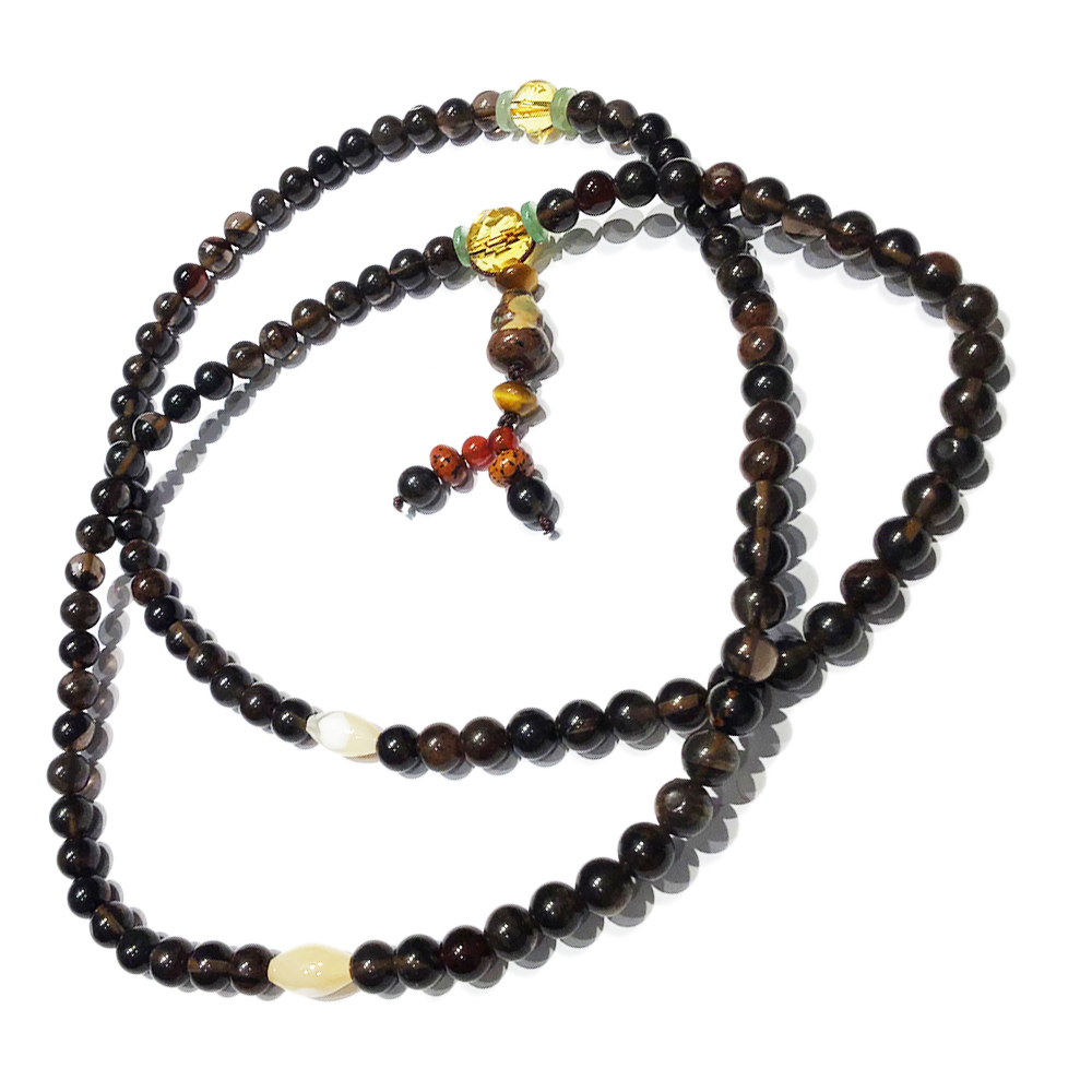 六字真言{黃晶}&黑碧玉108念珠6mm【十方】127271