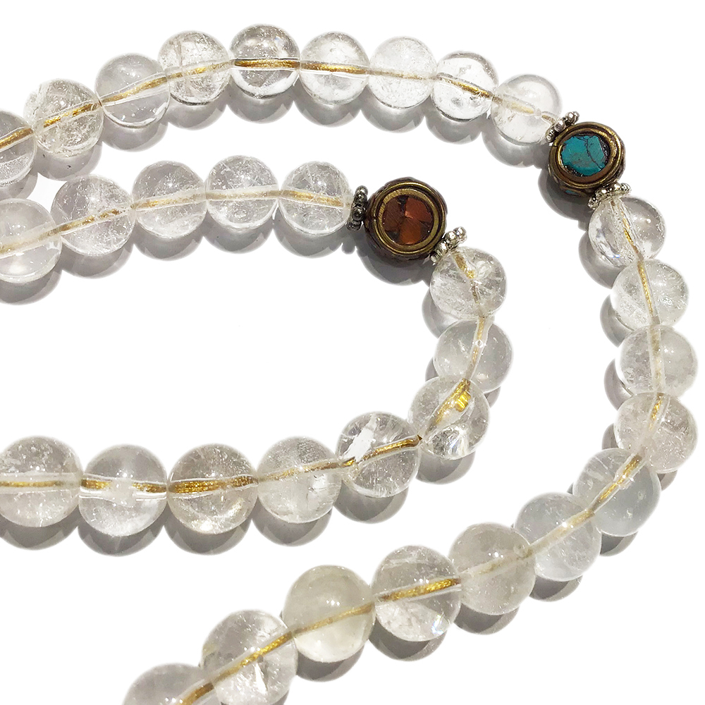 綠松石平安扣&天然水晶108念珠9mm【十方】126839