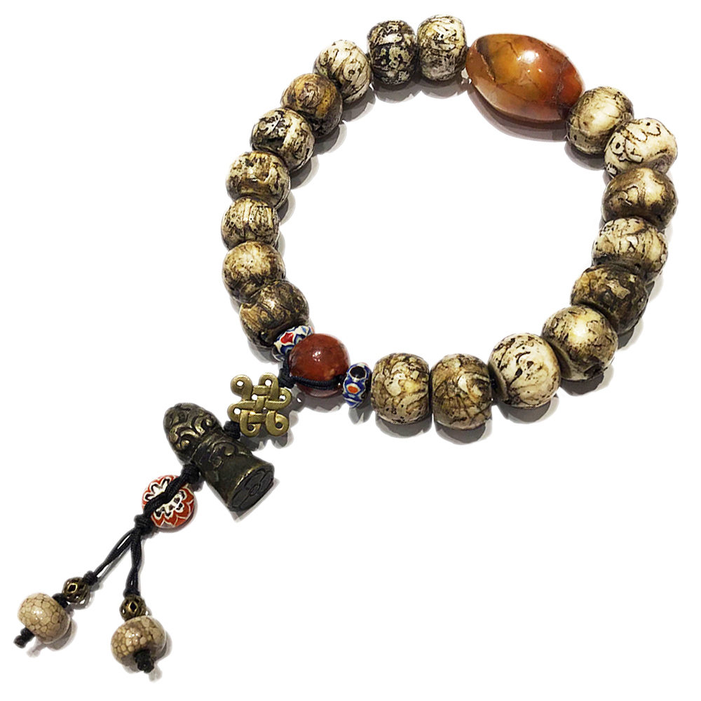 藏印{銅}&六字真言老硨磲提珠18*14mm【十方】127402