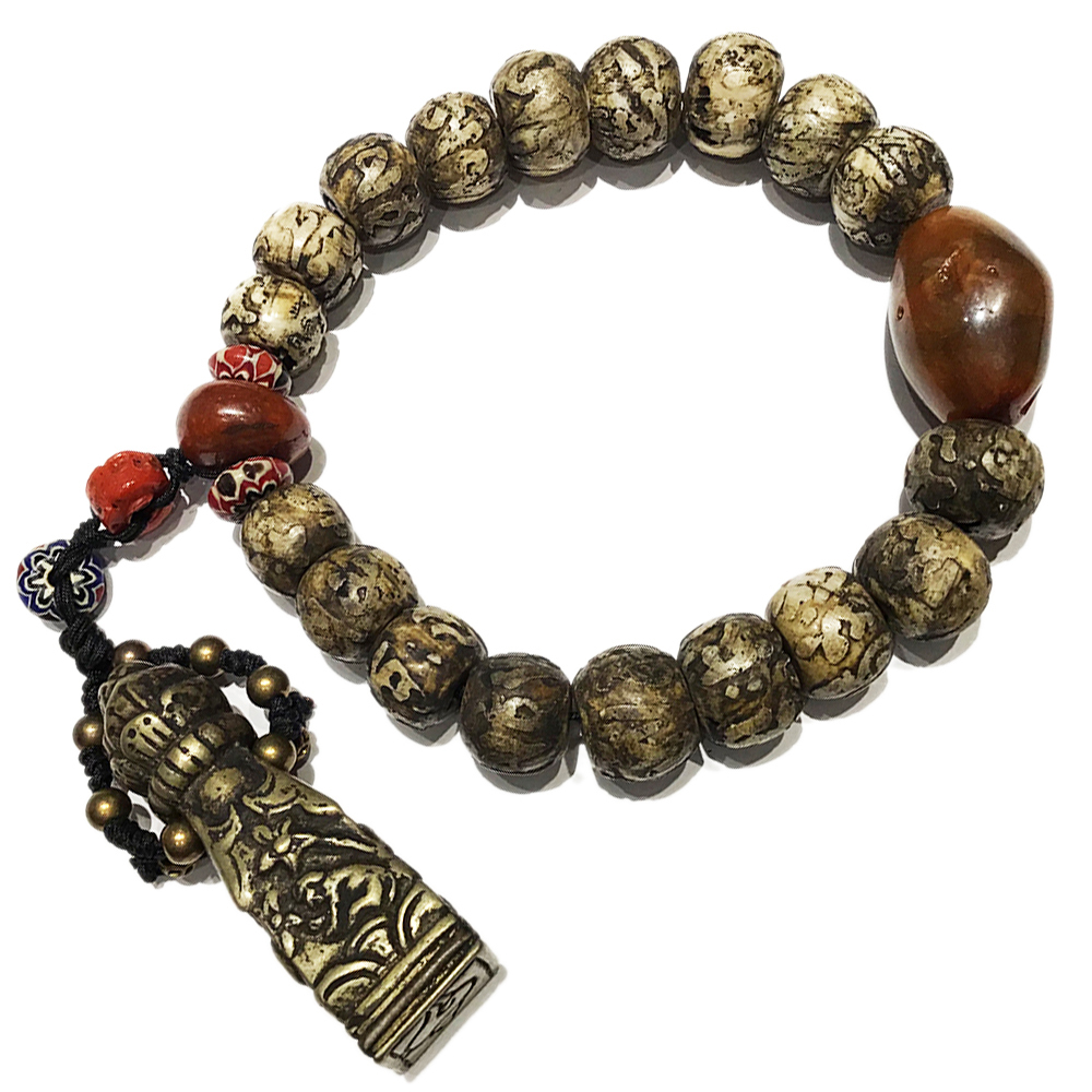 藏印{銅}&六字真言老硨磲提珠18*14mm【十方】127403