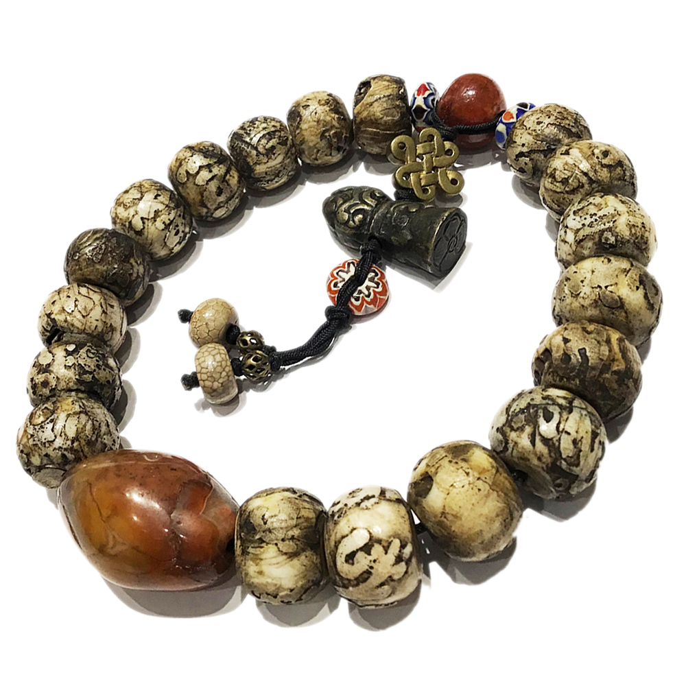 藏印{銅}&六字真言老硨磲提珠18*14mm【十方】127402