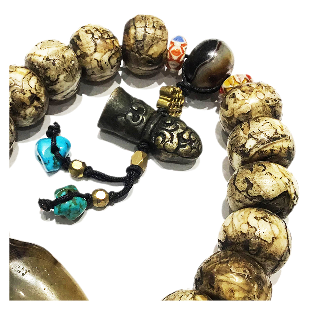 藏印{銅}&六字真言老硨磲提珠18*14mm【十方】127404