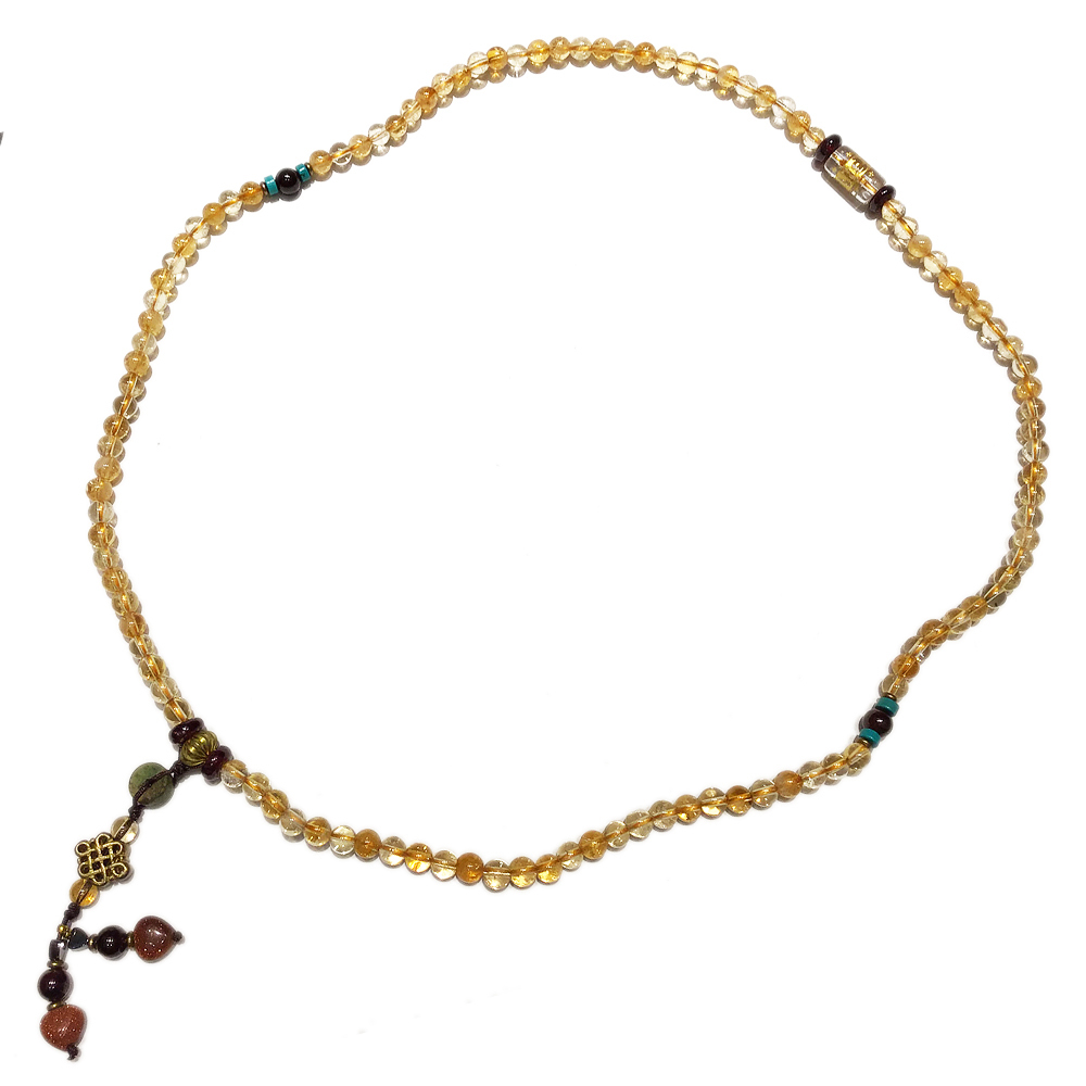 綠松石&吉祥結{銅}&黃晶108念珠5mm【十方】127640