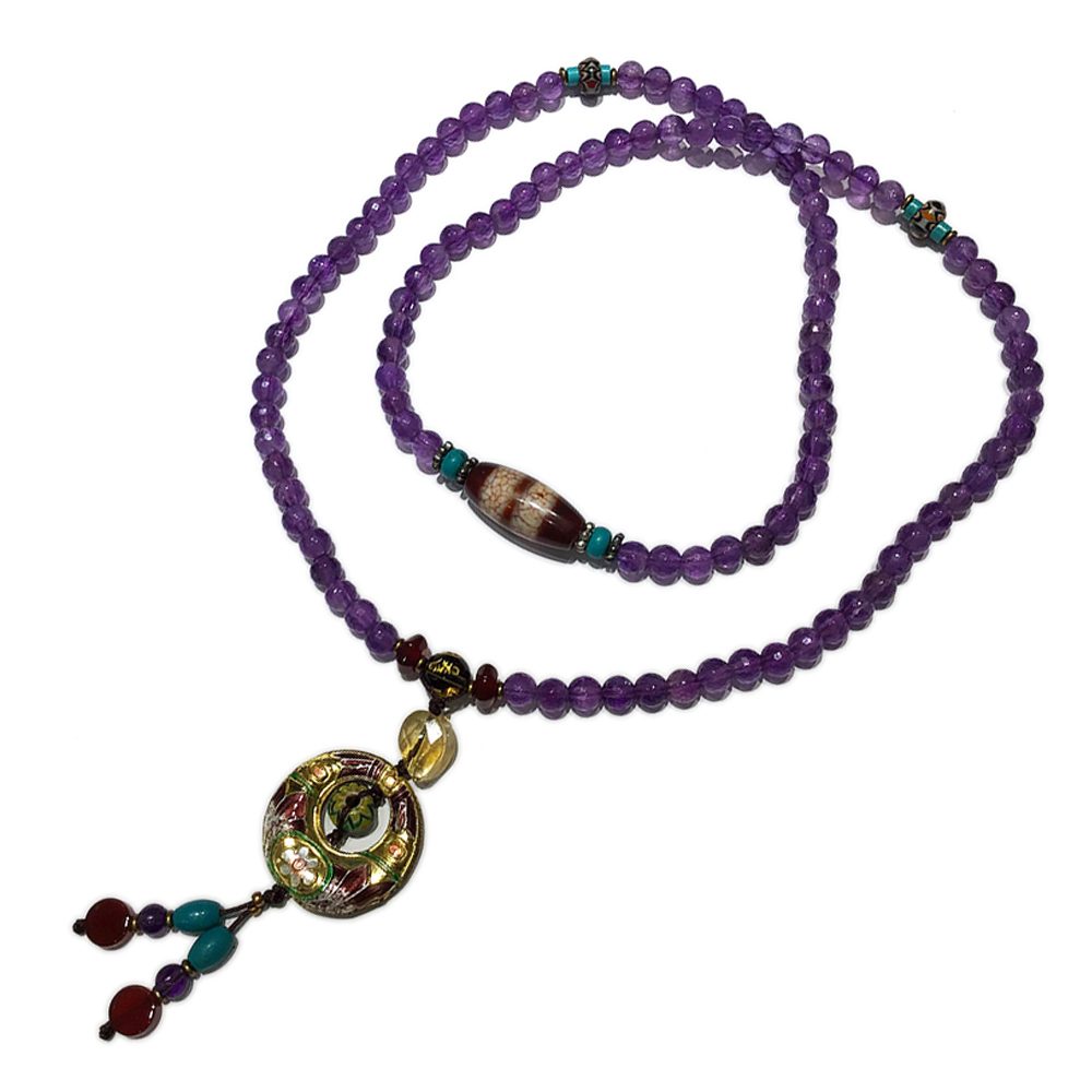 火供天珠&圓滿{琺瑯}&紫晶{晶鑽}108念珠6mm【十方】127628