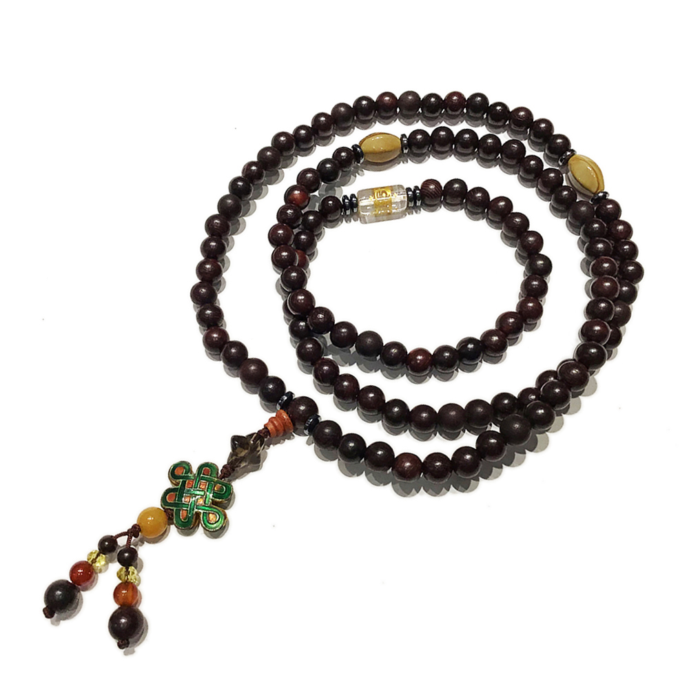 吉祥結{琺瑯}&紫檀108念珠6mm【十方】127622