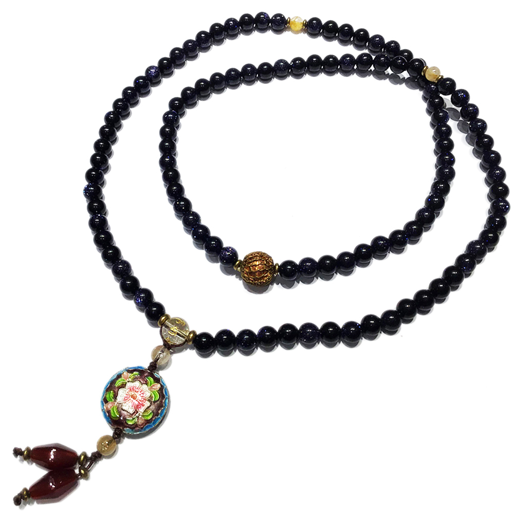 六字{水晶}&藍砂石108念珠6mm【十方】127644